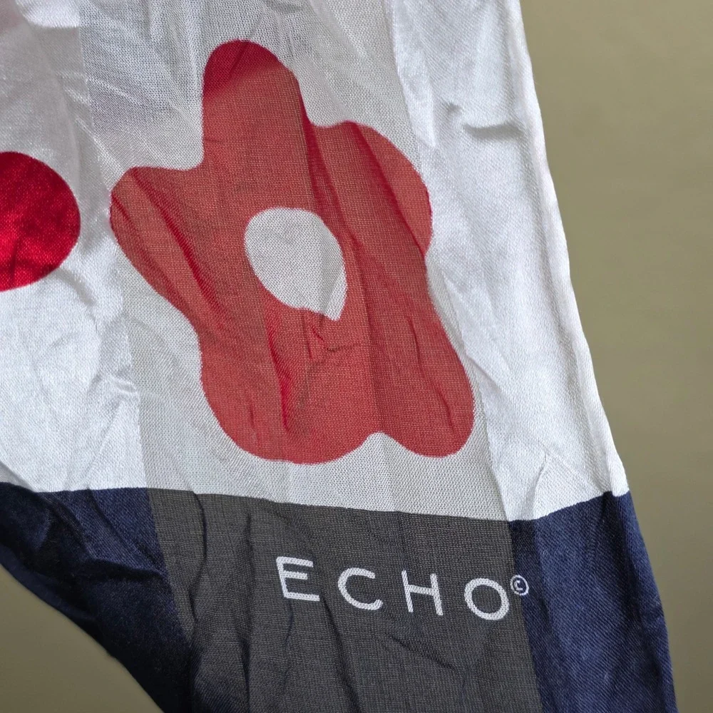 Echo Scarf Red White Navy Blue Floral Poppy Print pinup nautical retro Accessory